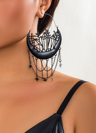 Halloween Flower Hollow Tassel Stud Earrings