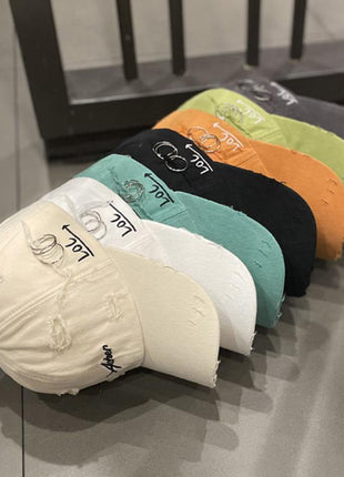 Korean Ins Retro Tattered Soft Jeans Peaked Cap