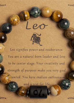 Natural Tiger Eye Zodiac Beaded Bracelet