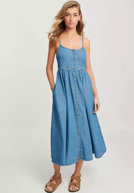 High Waist Denim Dress