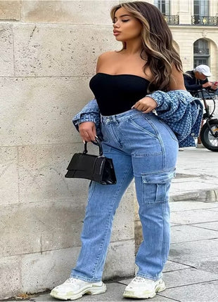 Cargo Multi-pocket Wide-leg Casual Jeans
