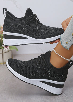 Rhinestone Lace Up Commuter Shoes