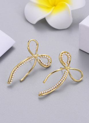 Inlaid Pearl Ear Hook Earrings