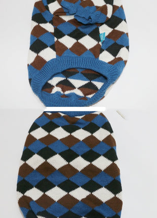 Pet Clothes Blue Coffee Rhombus Sweater