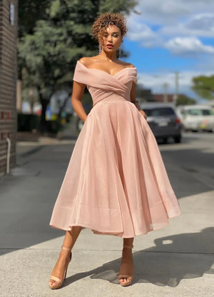 Casual Off Shoulder Gown Elegant Backless Dress