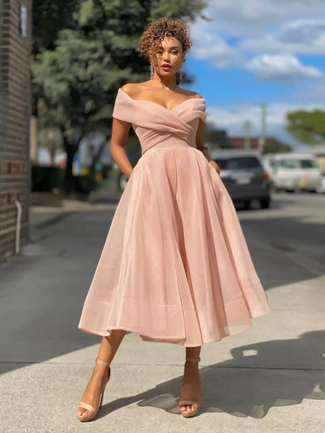 Casual Off Shoulder Gown Elegant Backless Dress