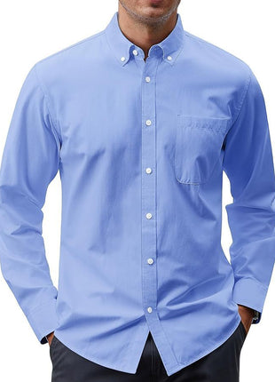 Solid Color Oxford Long Sleeve Button Shirt