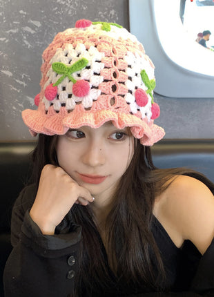 Retro Hollow Flower Handmade Knitted Hat