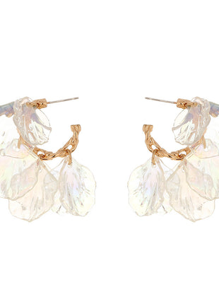 Ins Petal Flower Pearl Tassel Earrings