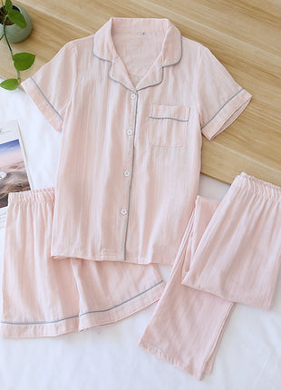 Gauze Cotton Three-piece Pyjama Set