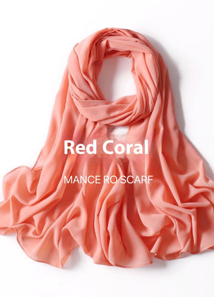 Pure Color Pearl Chiffon Scarf Headcloth Veil Chiffon Scarf
