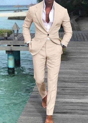 Men's Solid Color Casual Fashion Suit Pants Suit