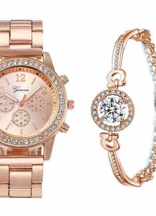 Fashion Steel Belt Quartz Watch and Bracelet Set