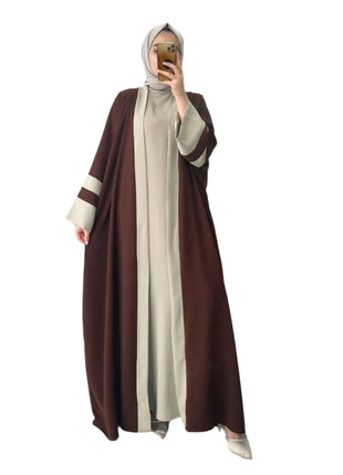 Elegant Brown Abaya with Headscarf