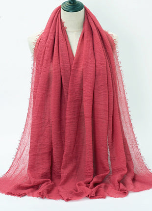 Pure Color Pleated Cotton Scarf Cotton And Linen Scarf
