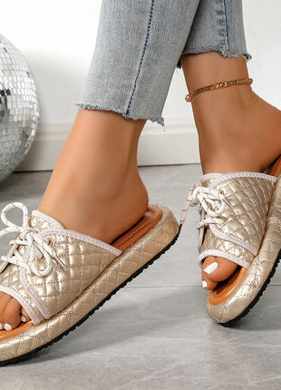 Plus Size Lace Up Slippers