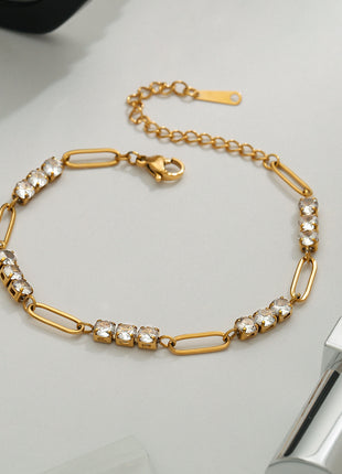 Stainless Steel Full Diamond Chain Bracelet