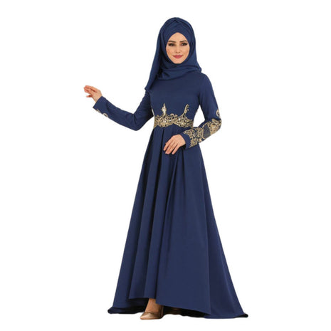 Embroidered High Waist Elegant Graceful Closed Abaya with Headscarf