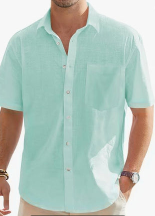 Cotton And Linen Short Sleeve Shirt
