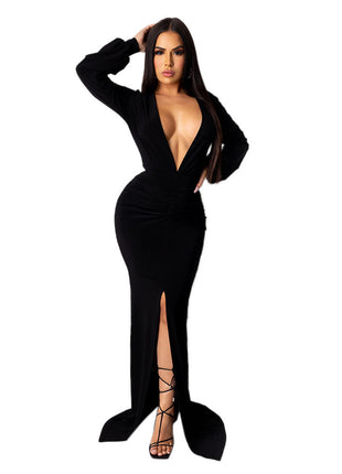 Large V-neck Slim-fit Evening Dress