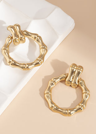 Round Bamboo Stud Earrings