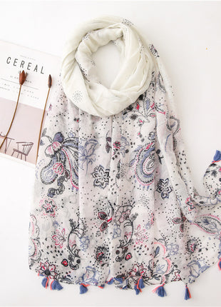 Japanese Style Artistic Cotton and Linen Scarf Bohemian Cashew