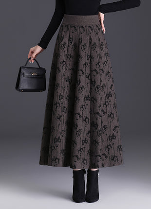 High Waist A- Line Large Hem Midi Skirt