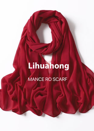 Pure Color Pearl Chiffon Scarf Headcloth Veil Chiffon Scarf