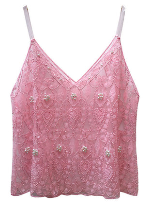 Heavy Embroidery Sequins Vest Shiny Small Sling