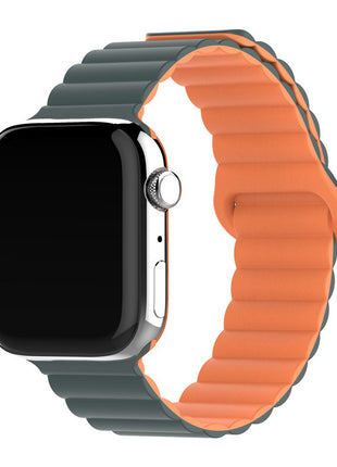 Two-color Silicone Magnetic Back Ring Buckle Band Applicable with Apple watch