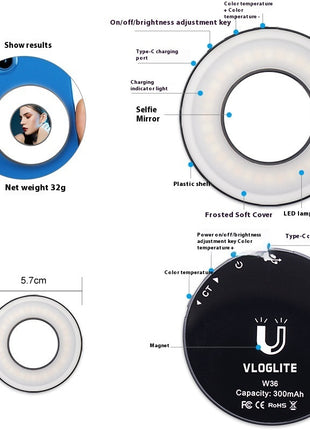 W36 Mobile Phone Fill Light with Makeup Mirror