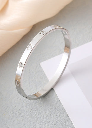 Heart-shaped Diamond Stainless Steel Bangle