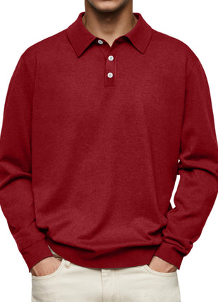 Long Sleeve V-neck Buttons Men's Casual Jacket Polo Shirt