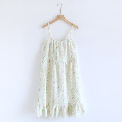 Sweet Floral Suspender Cotton Pyjamas