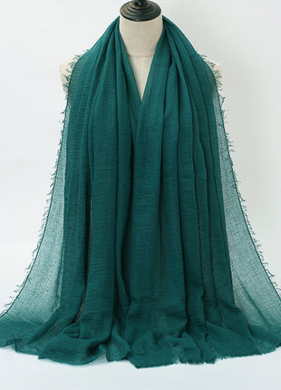 Pure Color Pleated Cotton Scarf Cotton And Linen Scarf