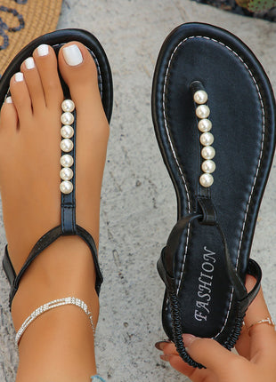 Pearl Thong T-Strap Sandals