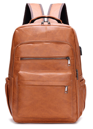 New PU Casual Large Capacity Multi-functional Retro Leather Backpack