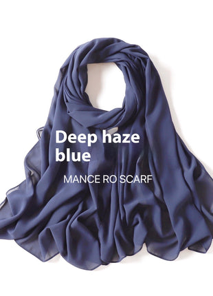 Pure Color Pearl Chiffon Scarf Headcloth Veil Chiffon Scarf