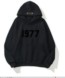 Fashion High Street Loose Fleece-lined 1977 Hoodies