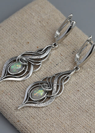 Creative Retro Metal Drop-shaped Gem Pendant Earrings