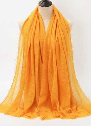 Pure Color Pleated Cotton Scarf Cotton And Linen Scarf