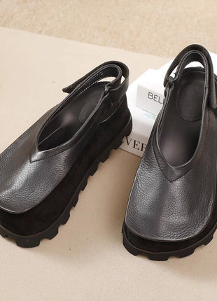Thick-soled Leather Toe Box Soft Bottom Platform Sandals