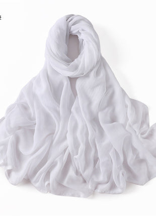 Solid Color Wide-brimmed Cotton And Linen Monochrome Scarf Veil