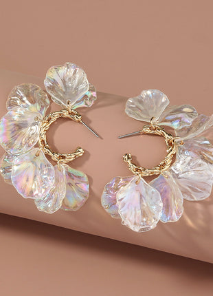 Ins Petal Flower Pearl Tassel Earrings