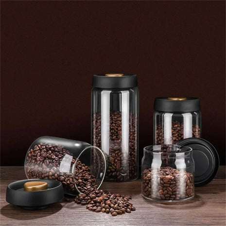 Vacuum Airtight Sealed Glass Jar for Coffee Beans Canister Kitchen Food Grains Candy Keep Fresh and Good