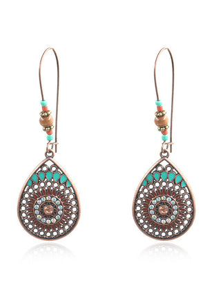 Hollow Teardrop Alloy Enamel Earrings