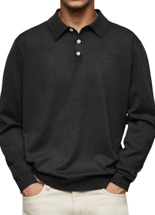 Long Sleeve V-neck Buttons Men's Casual Jacket Polo Shirt
