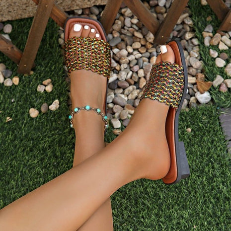 Woven Square Toe Flat