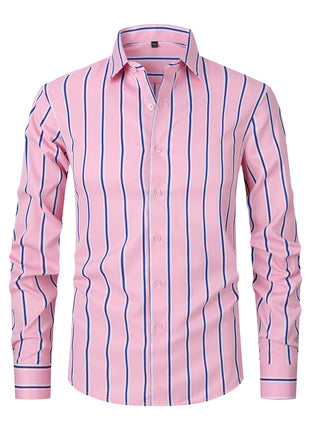 Men's Striped All-matching Ice Silk Long Sleeve Shirt