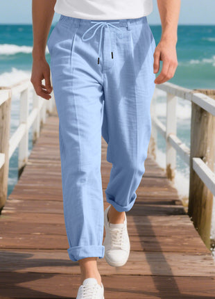 American Linen Men's Casual Pants Summer Loose Straight